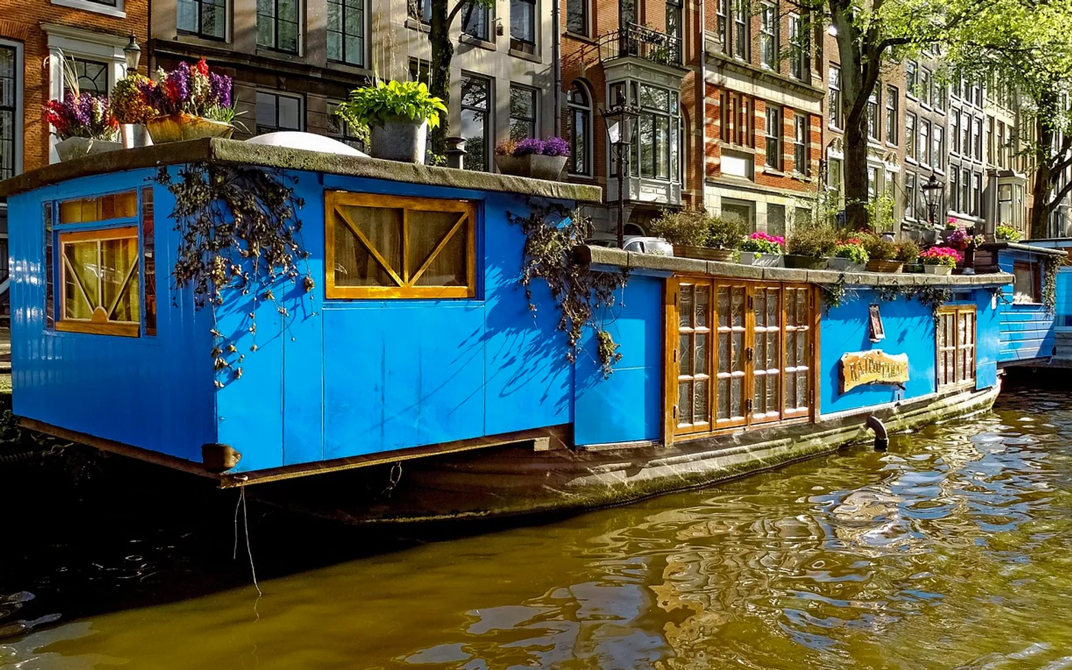 Barge, houseboat and boat
