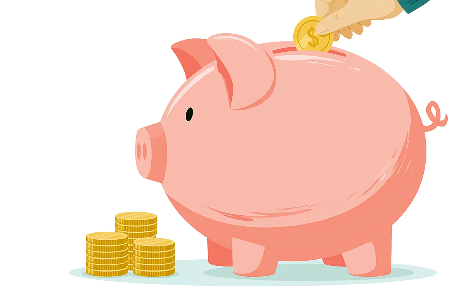 Piggy bank, savings and coins